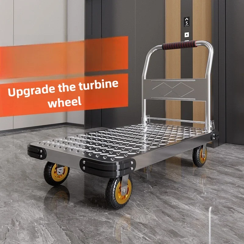 Trolley Trolley Flachbett Trolley geräuschlos faltbar großer Trolley LKW Lenkrad verdickter Eisenstahlplattenanhänger