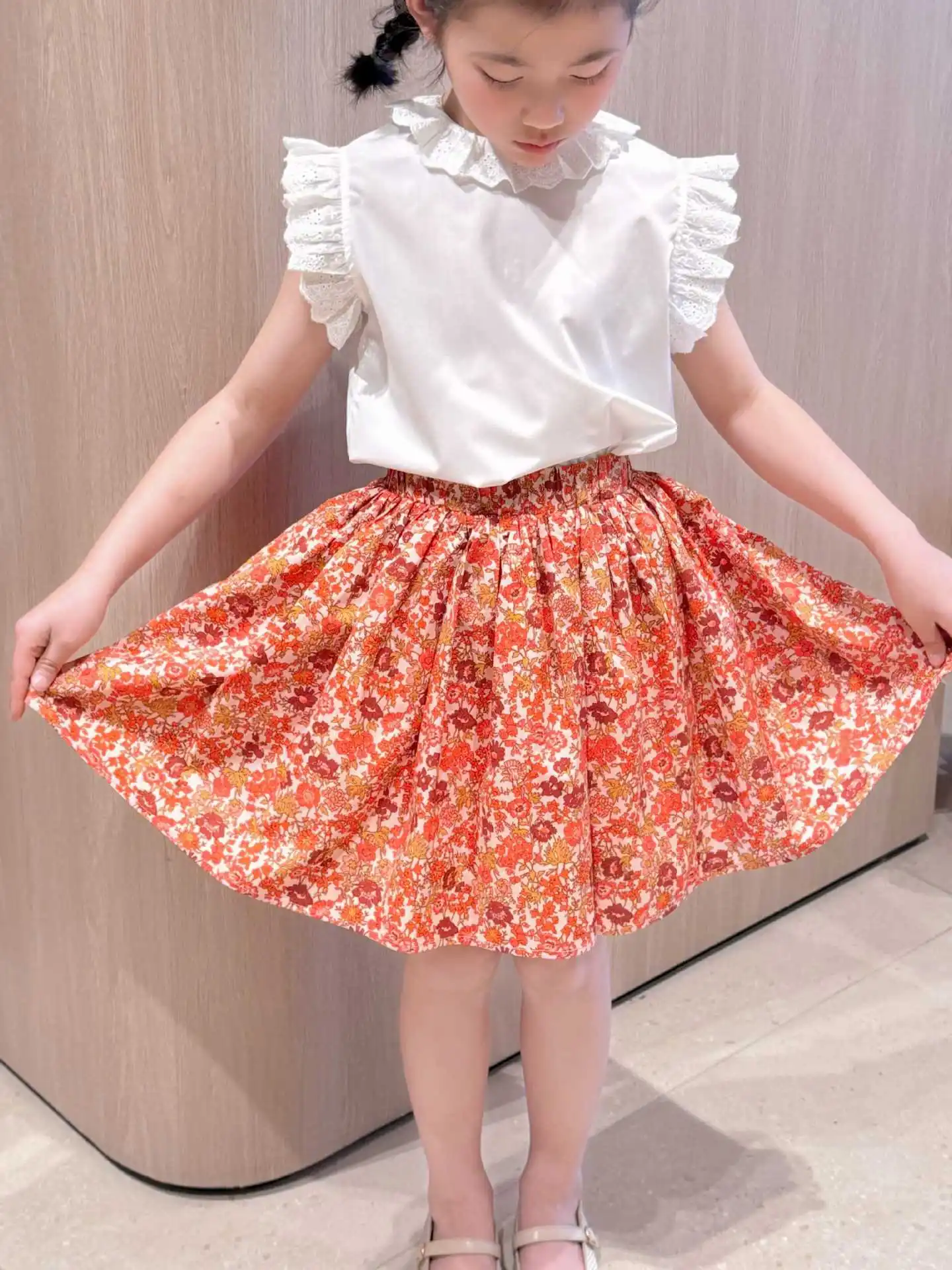 kids dress 2026 new summer girls cute print short sleeve princess dresses