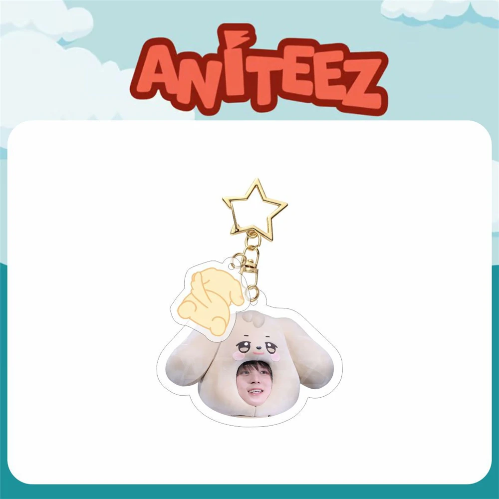 Korean Boy Group Ateez Keychains Aniteez Head Acrylic Pendant Keyring Hongjoong Seonghwa Yeosang Accessories Gift