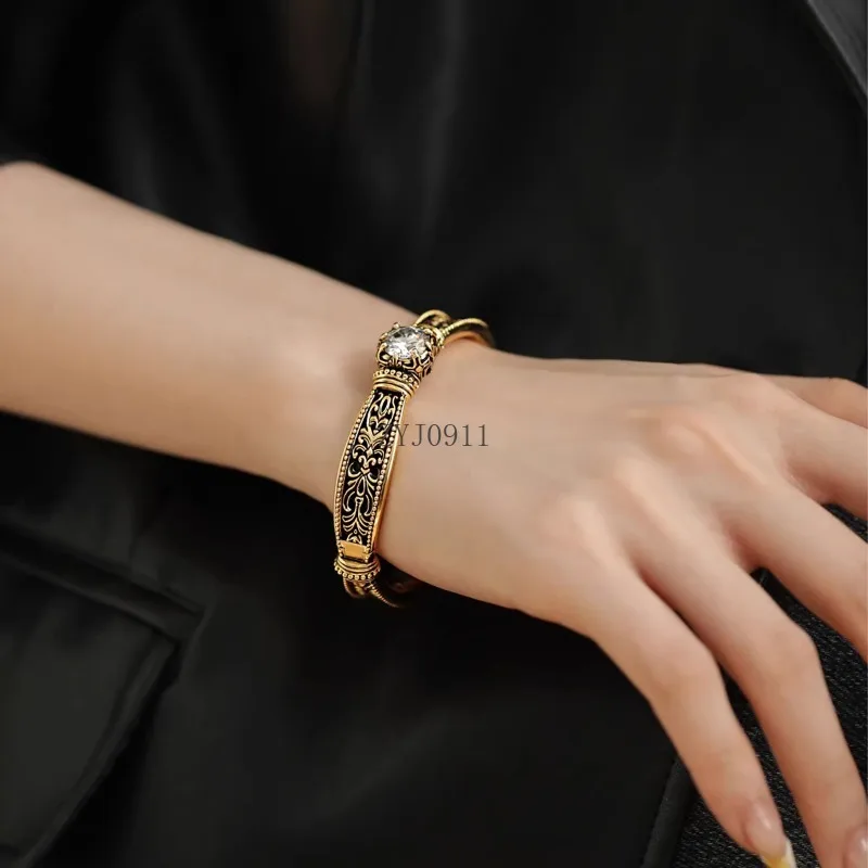925 Sterling Silver Open Bracelet Women's Light Luxury Premium New Chinese Design Bracelet