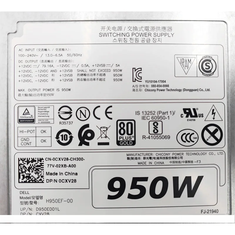 Fuente de alimentación para estación de trabajo, accesorio para DELL T5820, T7820, T7920, 950W, H950EF-00, D950EF-00, CXV28, WGCH4