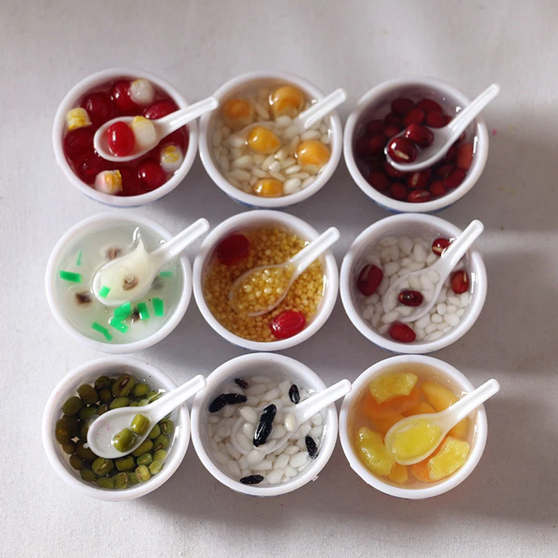 

1:6 миниатюрные десертные миски для кукольного домика-реалистичные мини-солодочки и еда для кукольных кухонных дисплеев, коллекционный миниатюрный набор еды