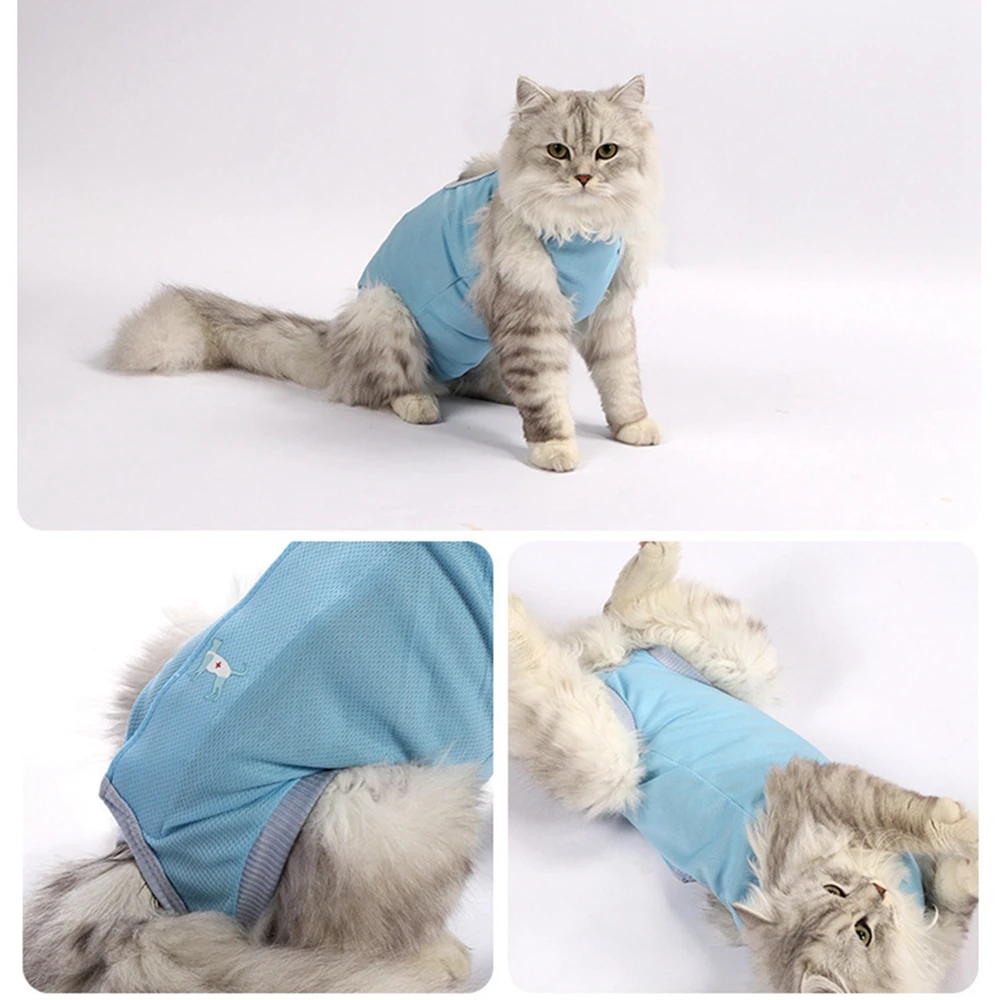 Small Dog Cats Jumpsuit Anti-lick Recovery Clothing After Surgery Cat Weaning Sterilizations Suit Solid Colour Pet Care Clothes