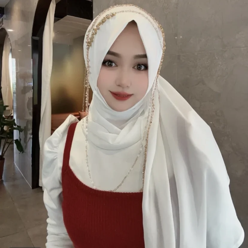 2024 Instant Party Scarves for Women, Moslem Glittery Diamonds Wrap Hijab