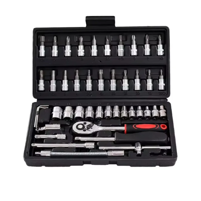 

SXLL Professional 46pcs general hardware wrench set can be customized to sample, repair wrench toolbox plastic steel screwdriver