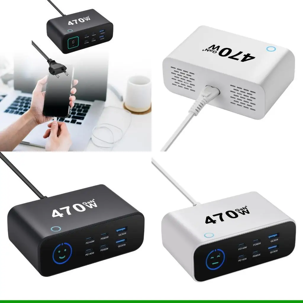 U55C Advanced 470W Desktop Station With PD140W Output And Real Time Power Monitoring Display