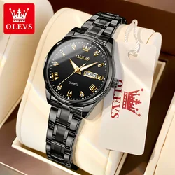 OLEVS 5563 Quartz Watch for Women Classic Leisure Stainless steel Waterproof Dual Calendar Luxury Brand Ladies Watch Original