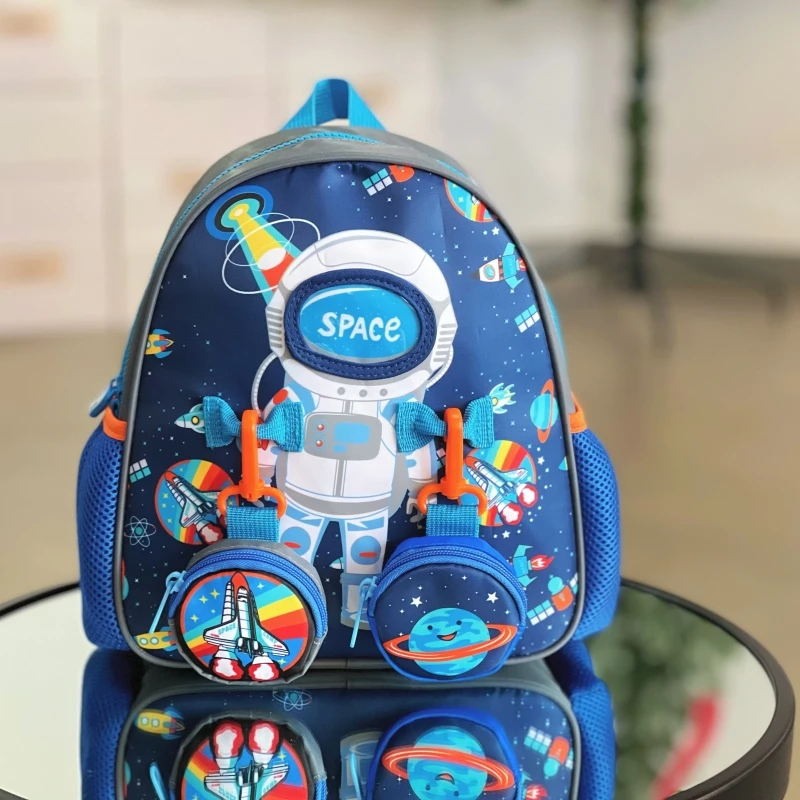 Cartoon kindergarten baby children's schoolbag, double wallet backpack children's gift 3D backpack