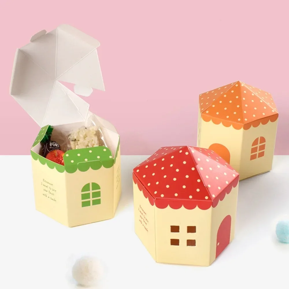 10pcs Color Castle Candy Box Simple Cartoon Candy Biscuit Packaging Paper Box Children\'s Festival Birthday Party Kids Gift Box