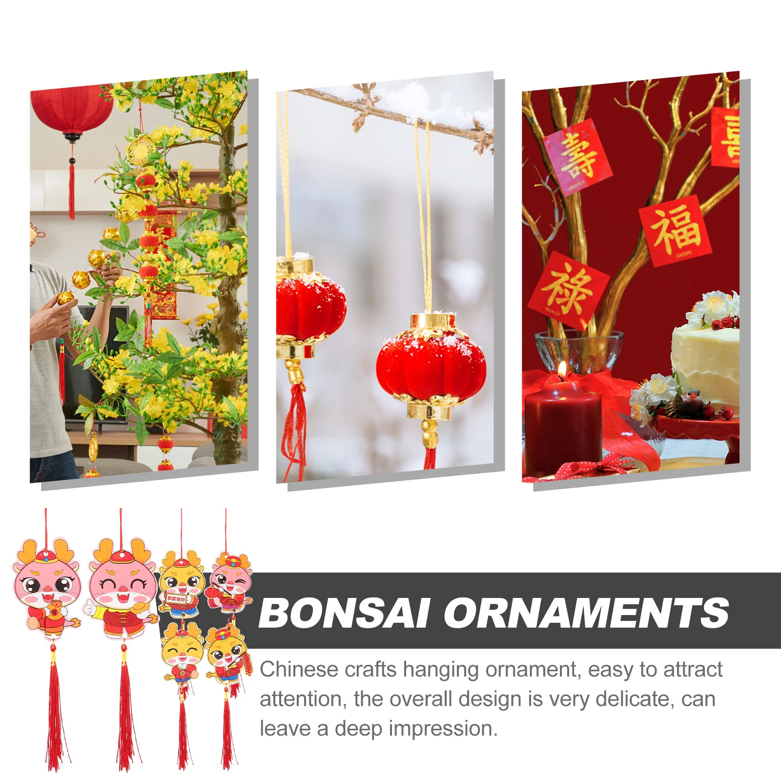 

6 Pcs Money Tree Pendant Spring Festival Pendants Rose New Years Ornaments Bonsai Decorations Tassel Small