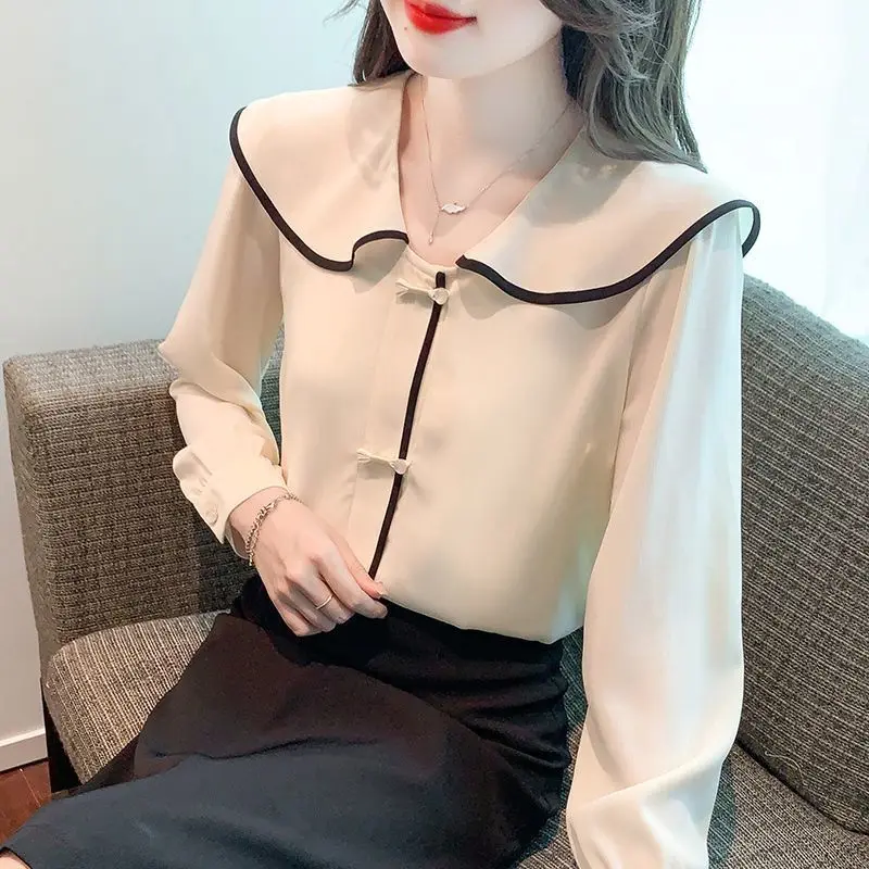 Women's New Style French Chic Long Sleeved Chiffon Shirt Women's Beautiful Little Shirt