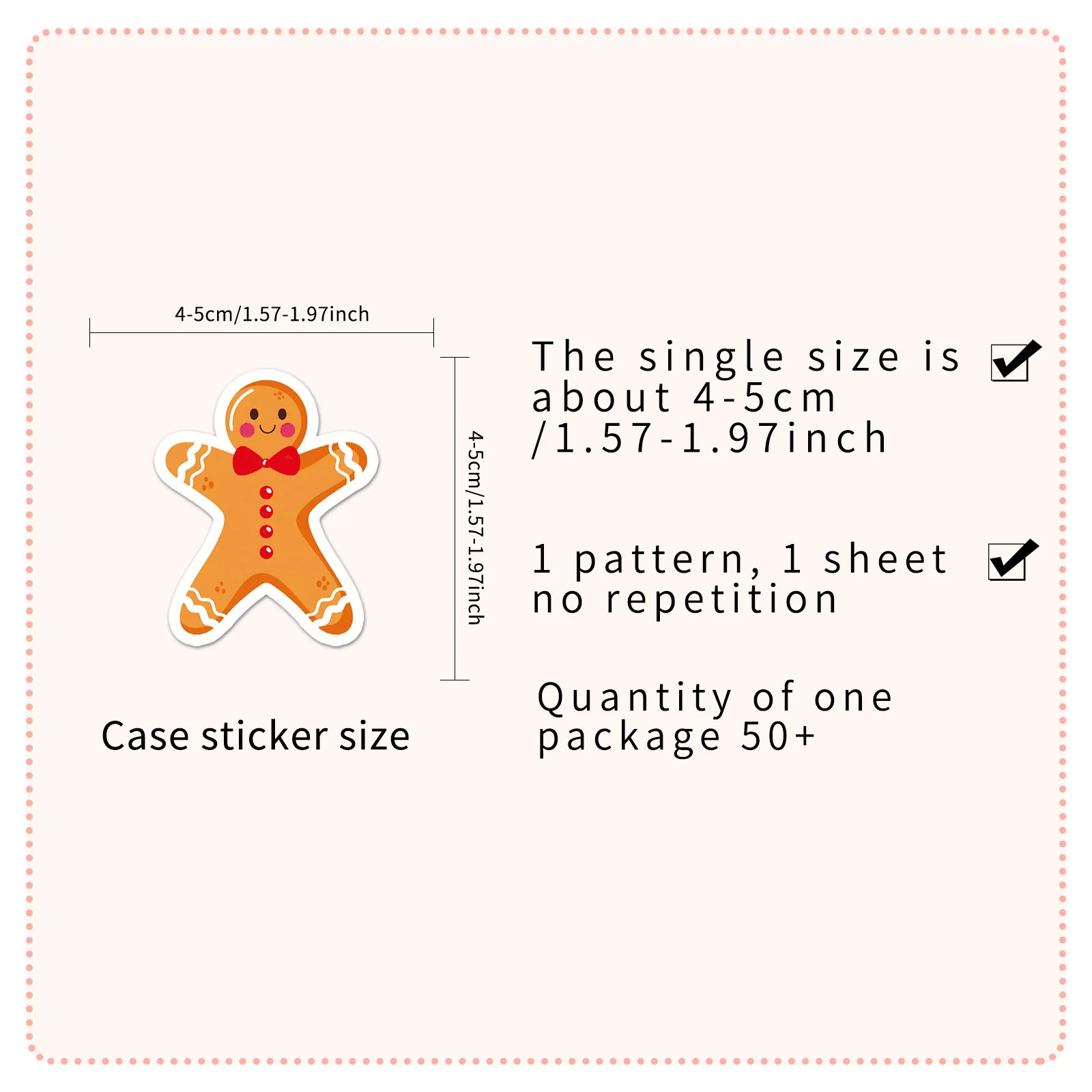 50 Gingerbread Man Christmas Decorative Cookies Cute Cartoon Waterproof Stickers Luggage Tag Stickers Suitable for Backpacks - view 4