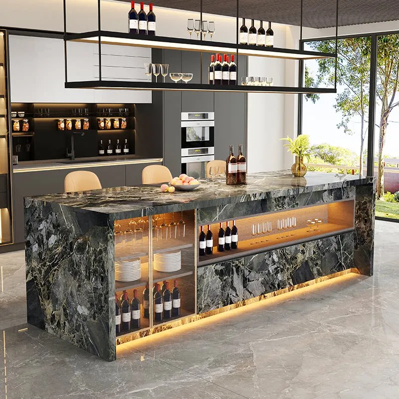 

Villa West Kitchen Bar High-end Slate Middle Island Table Integrated Customized Kitchen Home Guide Large Flat Floor