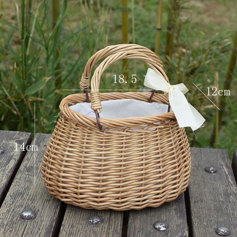 Straw Tote Bags for Women Rattan Basket Beach Handmade Weaving Purse Handbag Ladies Home Storage Basket