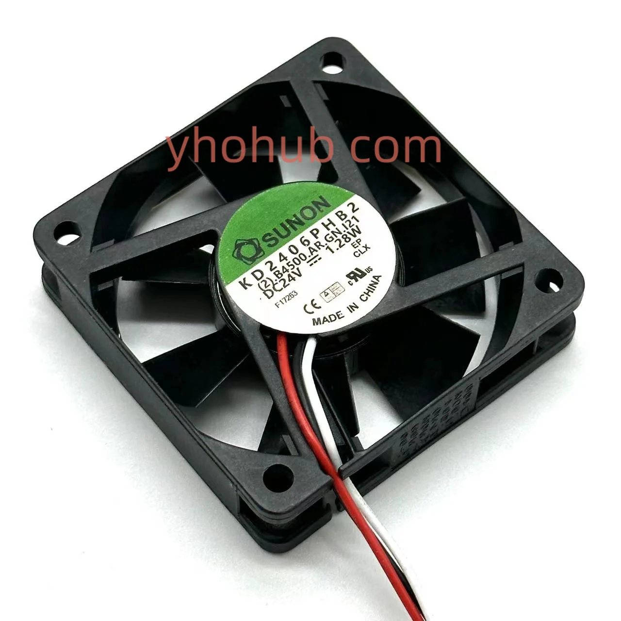 SUNON KD2406PHB2 (2).B4500.AR.GN.121 DC 24V 1.28W 60x60x15mm 3-Wire Server Cooling Fan