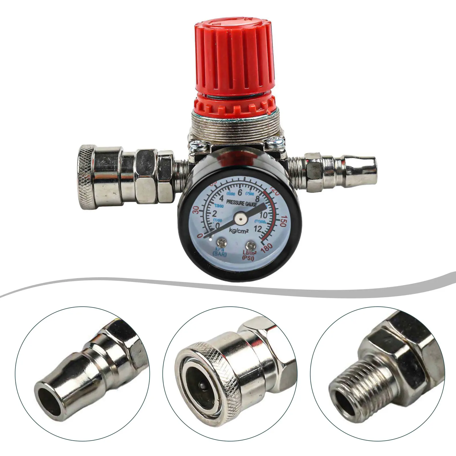 1/4 Regulator Tekanan Udara Katup Kontrol Tekanan Peredam Tekanan dengan Pengukur Tekanan 175PSI untuk Sakelar Tekanan Kompresor Udara