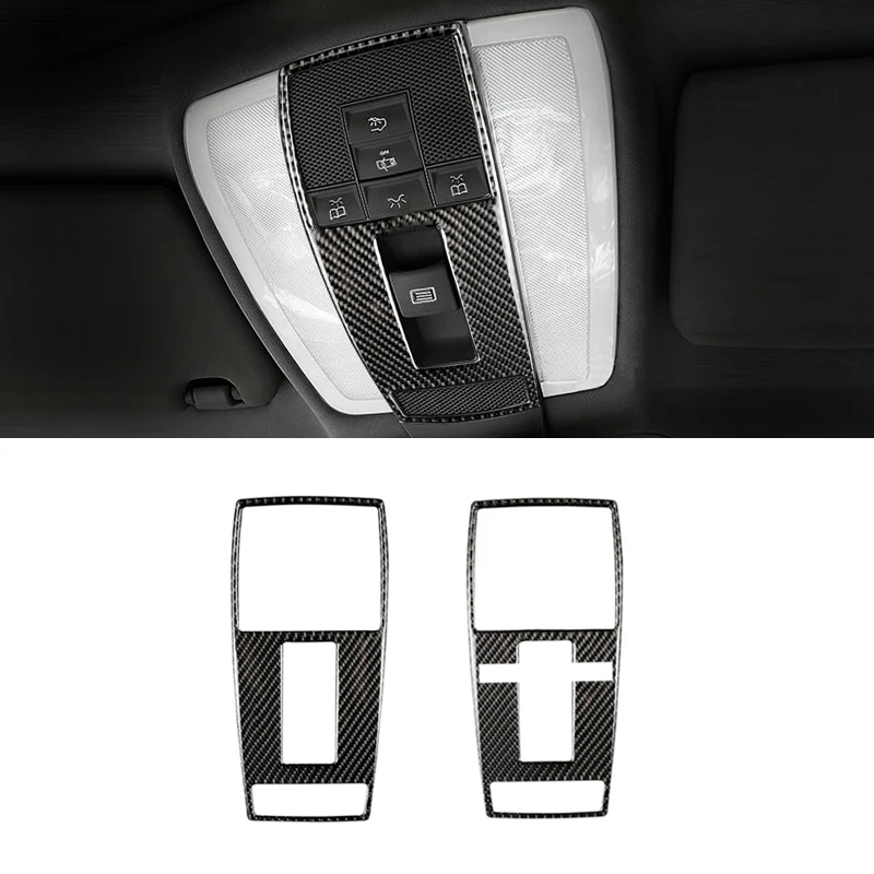 

For Mercedes Benz C E Class W204 W212 2010 2011 2012 Carbon Fiber Car Interior Front Reading Light Frame Cover Sticker Trim