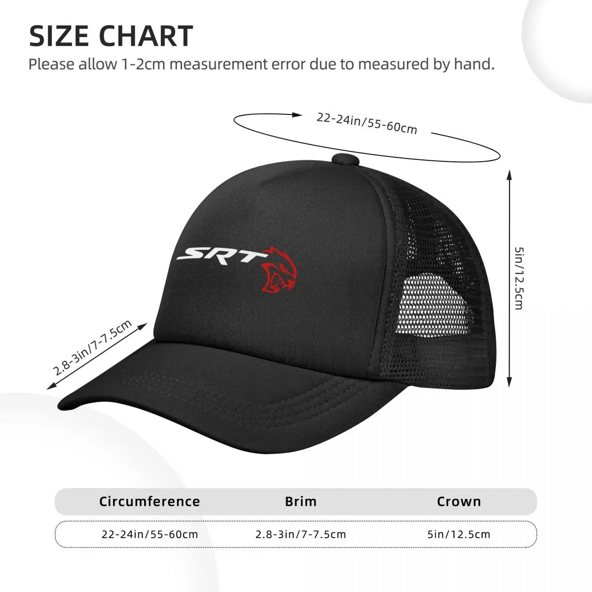 Unisex Mesh Baseball Cap, SRT Logo, Primavera e Verão, Adulto