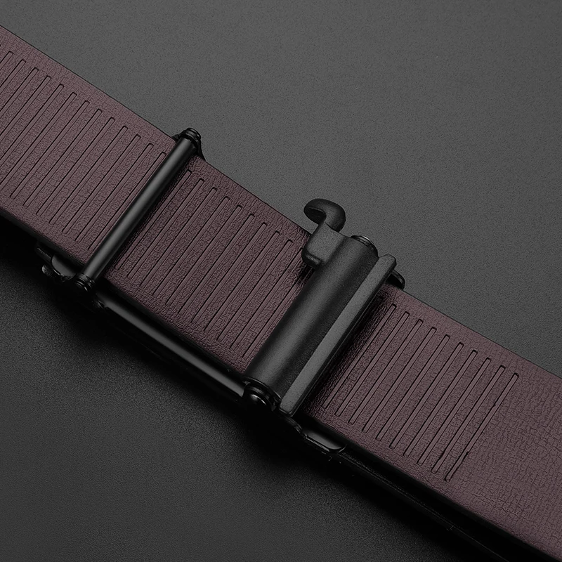 Cinto masculino com fivela automática de couro de marca premium