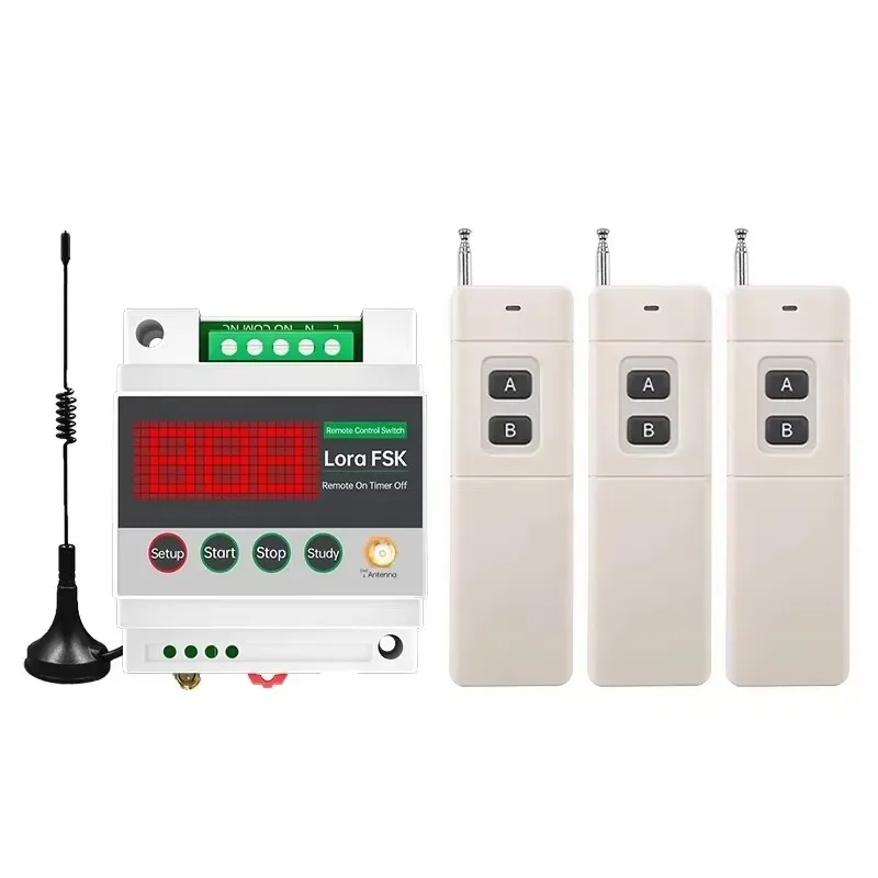 Industrial-Grade Remote Control Switch 433MHz Long-Distance Wireless Water Pump Remote Control Switch External Antenna Relay Mod