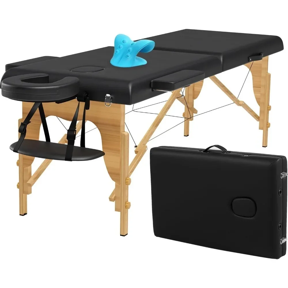 

Portable Massage Table w/Neck Stretcher, 84 inch Sturdy Foldable Massage Bed, Tattoo Table Adjustable Lash Bed
