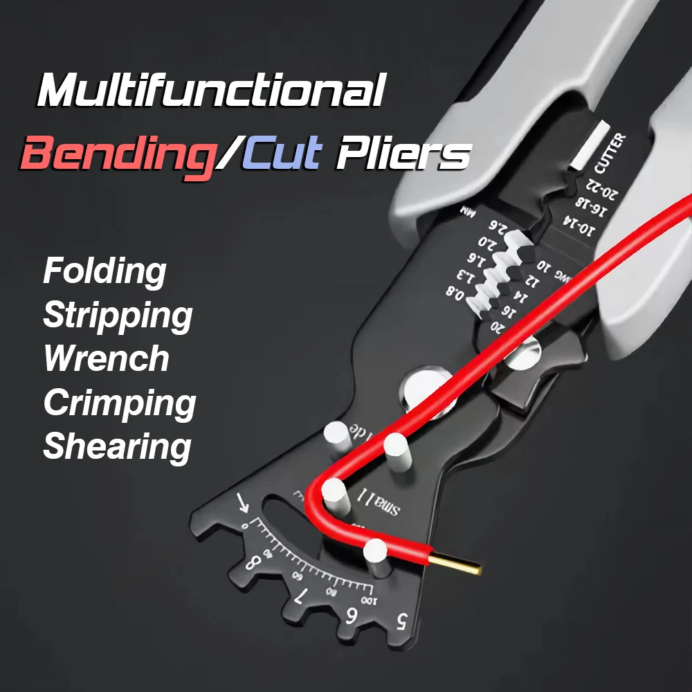 Multifuncional Bending Alicate para Eletricista Wire Stripper Linha de Corte Pressionando 100 ° Ângulo Ajustável Isolamento Ferramentas Manuais
