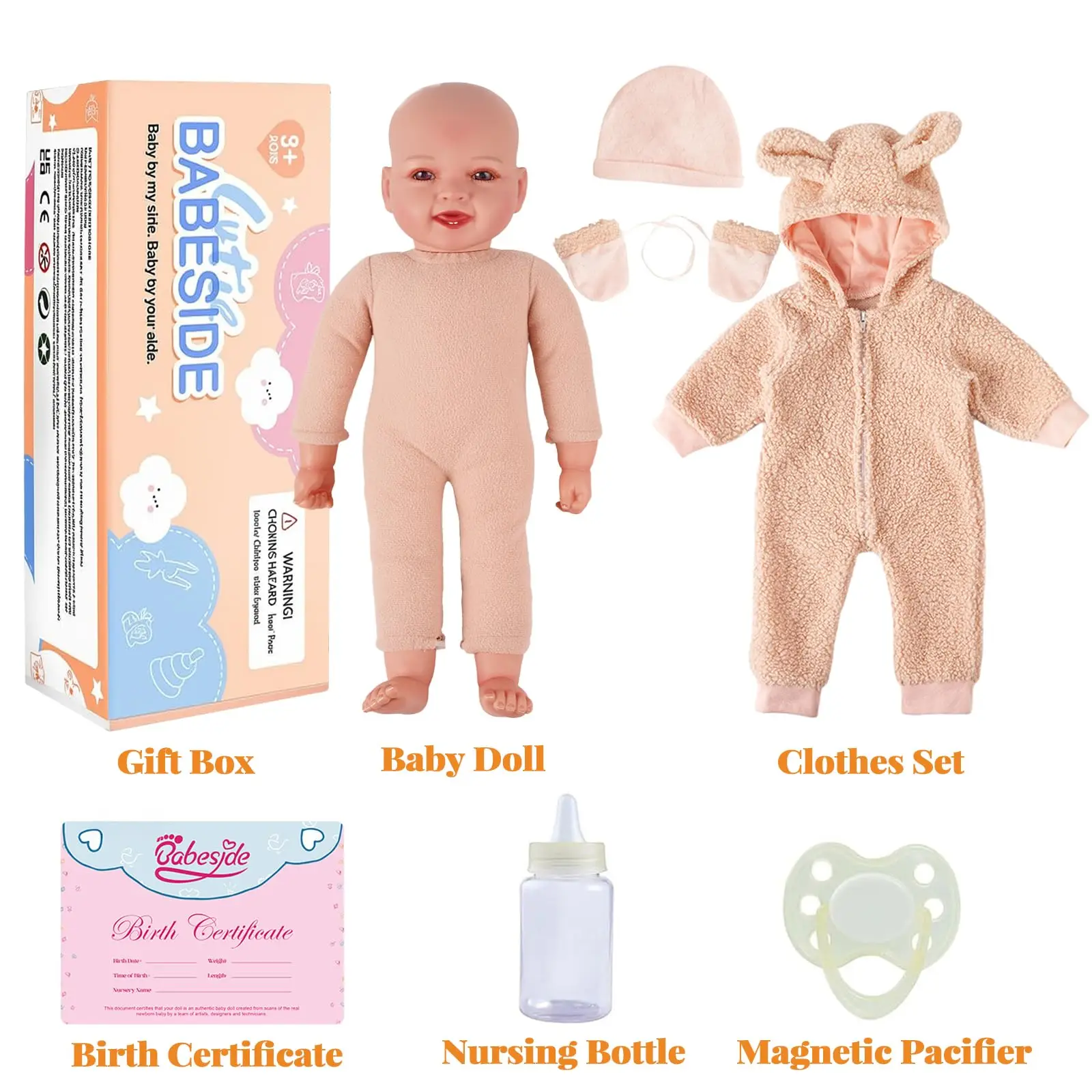 ソフトベビードール 15インチ 授乳セット付き リアルな抱き心地のソフトボディベビードール 子供向けごっこ遊び用