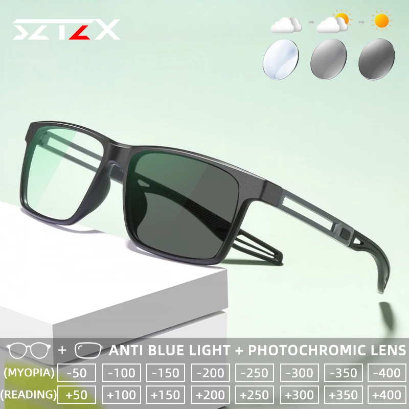 SZTZX Ultralight Anti-Falling Sports Myopia Glasses For Tennis Basketball Cycling Men Progressive Prescription Reading Glasses
