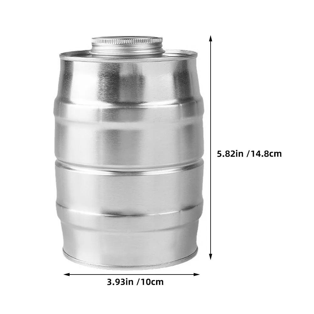 Airtight Coffee Canister with Built- Valve Wine Barrel Shape Tinplate Material for Fresh Beans Ground Coffee Tea Sugar view 2