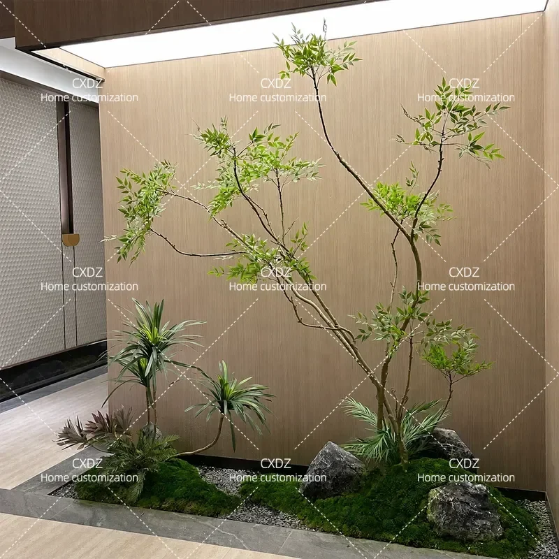 Simulation plant Nantian bamboo floor-to-ceiling potted plant indoor large bionic green plant ornament living room light