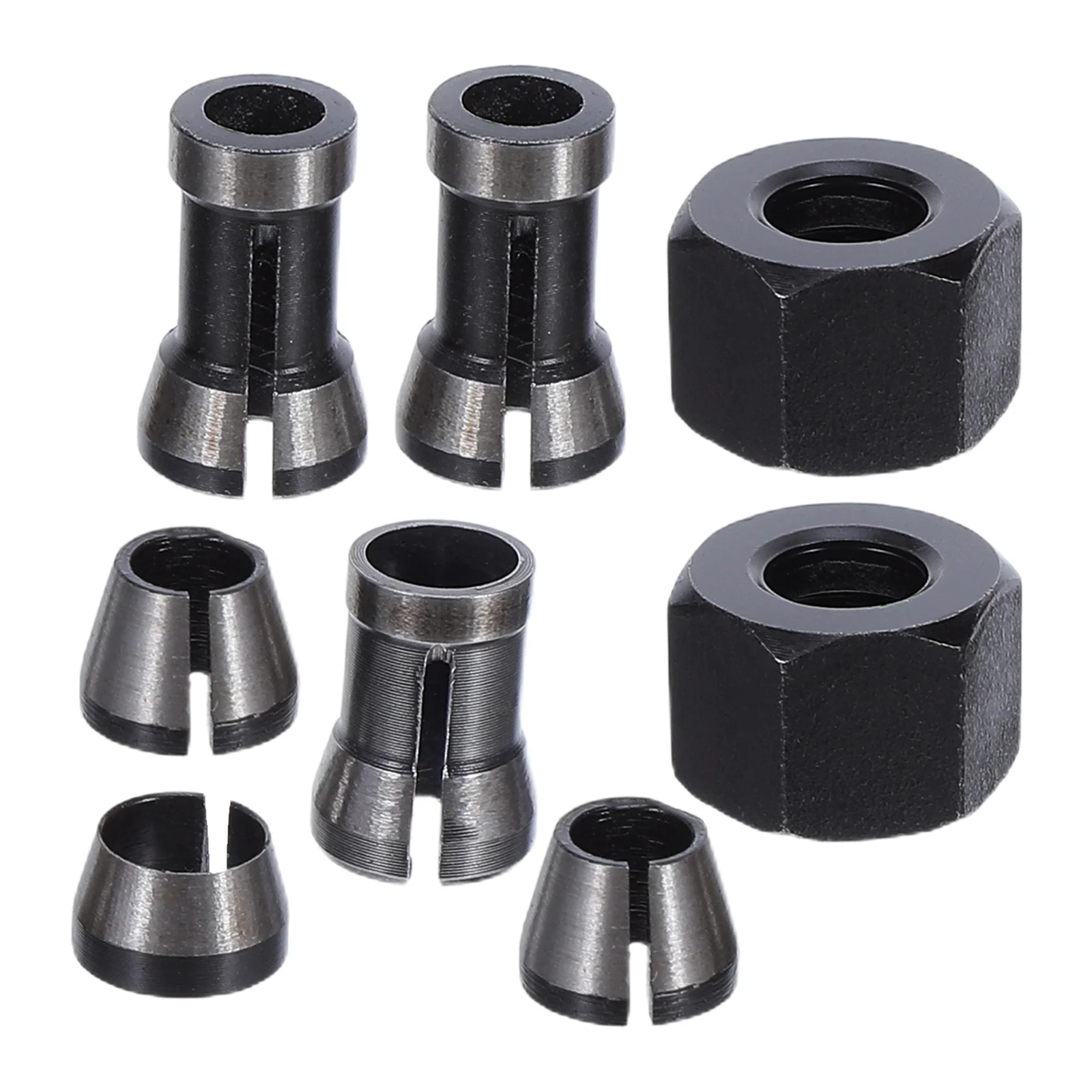 

8Pcs Router Collet Chuck Adapter Carbon Steel 6 6.35 8Mm Milling Engraving Machine Accessories Woodworking Tool