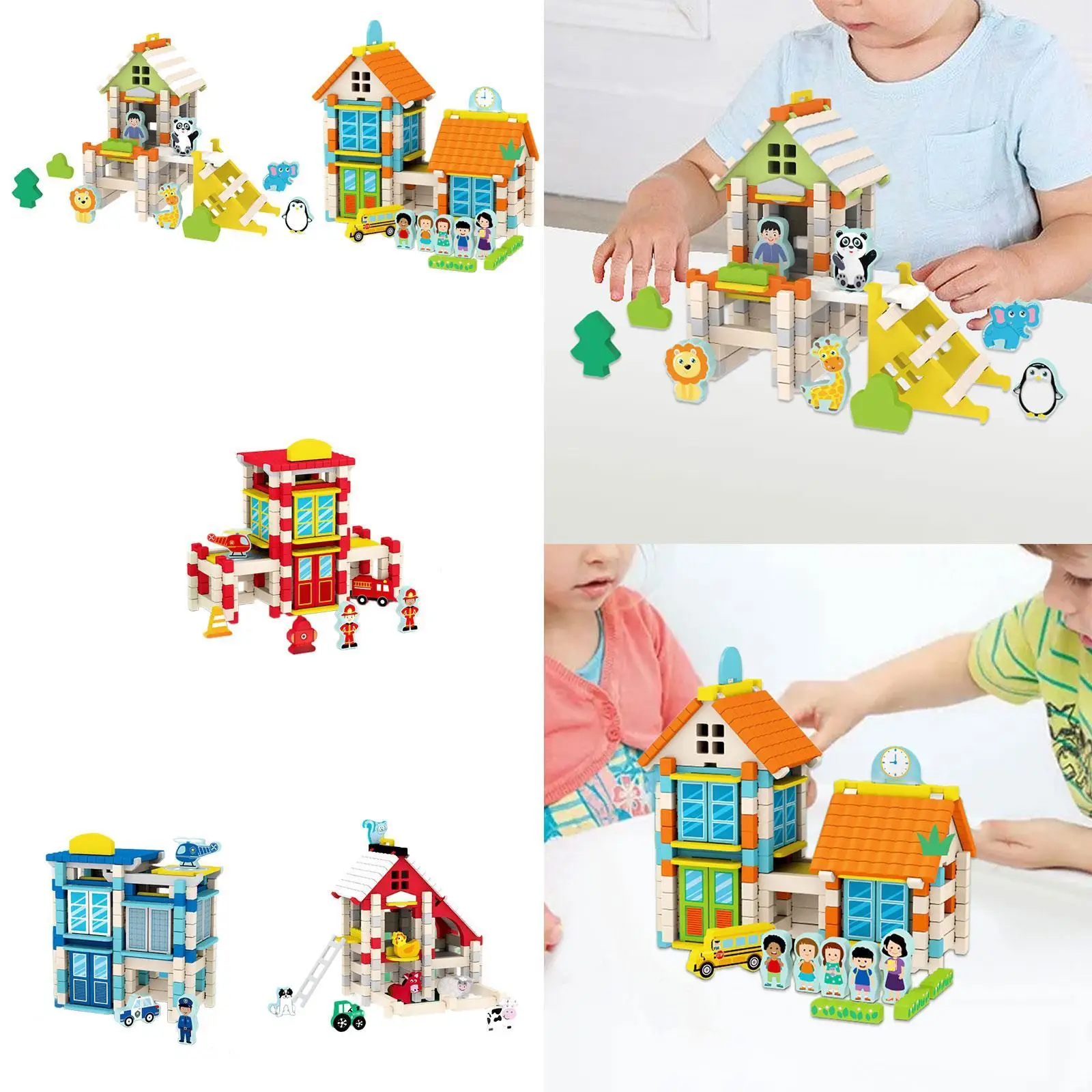 مجموعة ألعاب بناء البيت الخشبي لعبة تعليمية مجموعة بناء البناء #3