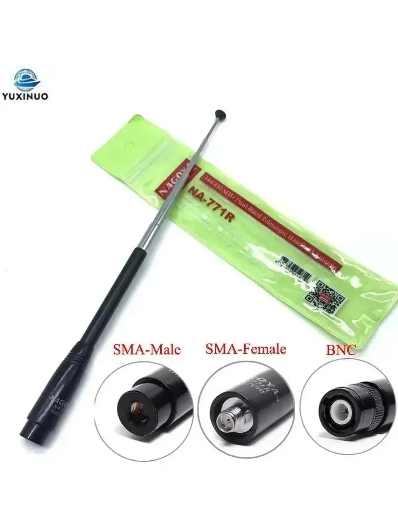 Nagoya NA-771R antenne télescopique double bande VHF UHF 144/430MHz SMA mâle/SMA femelle/BNC pour Radio Baofeng UV-5R 888S UV82 TYT HYT