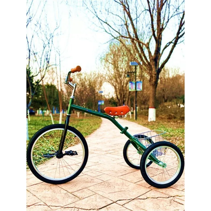New adult leisure outdoor folding self-propelled tricycle retro light exercise car walking shopping cart