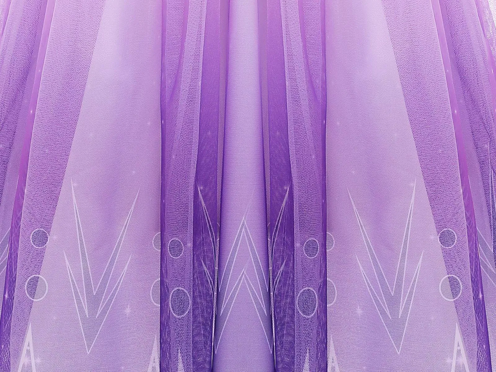 Mädchen Schneekönigin Lila Kleid Pailletten Langarm Farbverlauf Tüll Schleppkleid Kinder Elsa Kostüm für Geburtstag Halloween – Detail 12