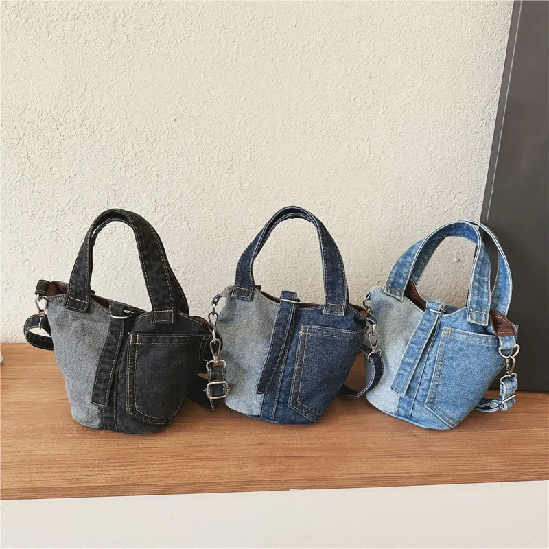 Denim Children Bags Vintage Bucket Bag Crossbody Bag for Women Casual Purses and Handbags Designer Bag Bolsas Para Niños Рюкзак