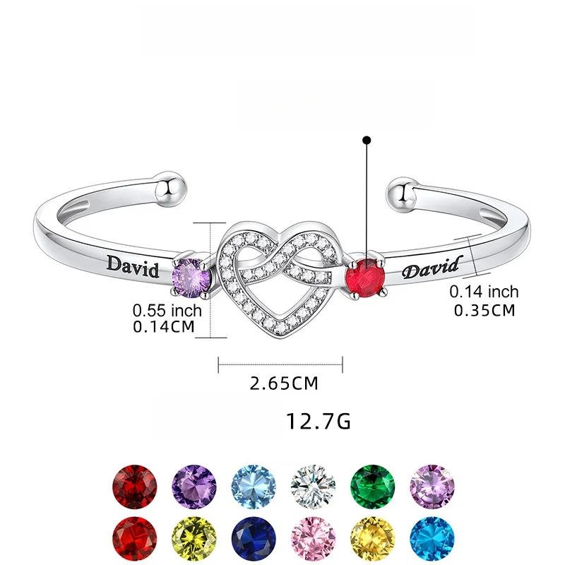 

2025 Fashion Hot Selling Women's Love Opening Bracelet December Birthday Zircon Bracelet Valentine's Day Gift Jewelry Gift