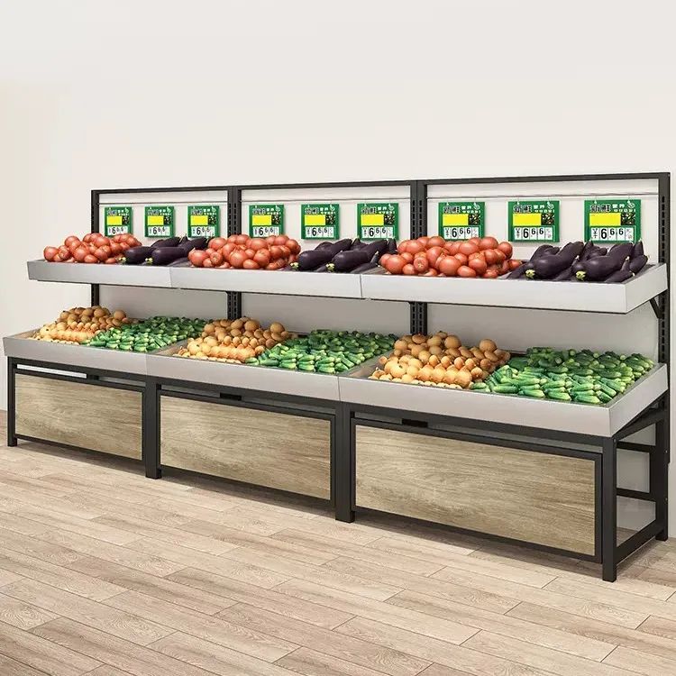 Vegetable shelves Fruit and vegetable stainless steel multi-layer Yonghui supermarket fruit and vegetable store special shelves