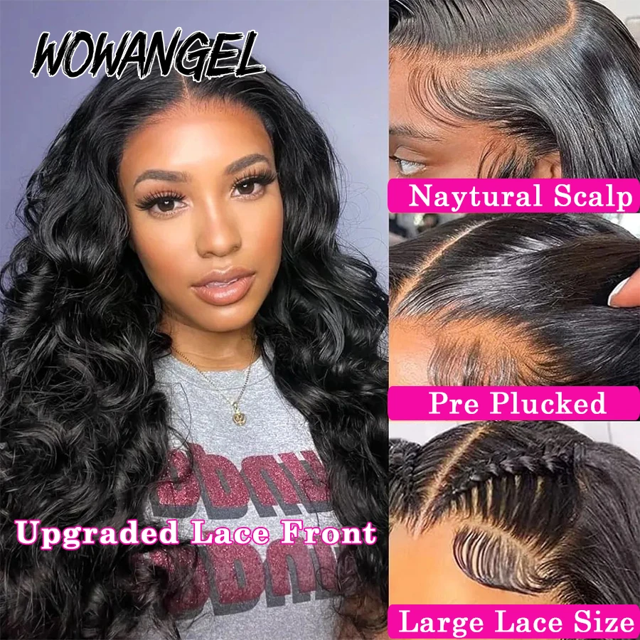 Wow Angel 13x6 HD Lace  Frontal Wigs 250% Body Wave Wigs Lace Front Wigs Pre Plucked Melt Skins Brazilian Hair For Women