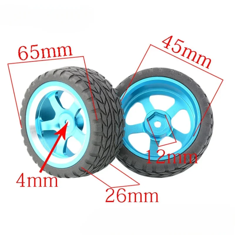 Wltoys 144001 144010 124007 124016 124019 A959 A959-B 4pcs 65mm Rubber Tire Metal Wheel Rim 12mm Hex for RC Car Upgrade parts