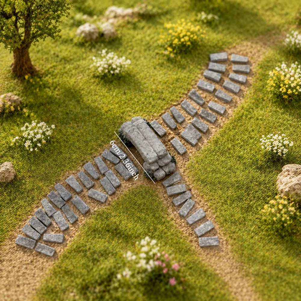 Miniature Grey Stone Paving Bricks, Realistic Micro Scale Rectangular Bridge Model Accessories for DIY Diorama Pathway