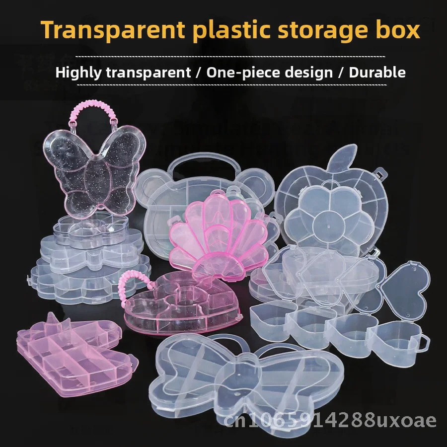 

Butterfly Shell DIY Beaded Box Plastic Fixed 8-Grid Storage Organizer for Jewelry Stationery Cosmetics Tools Plum Blossom Design