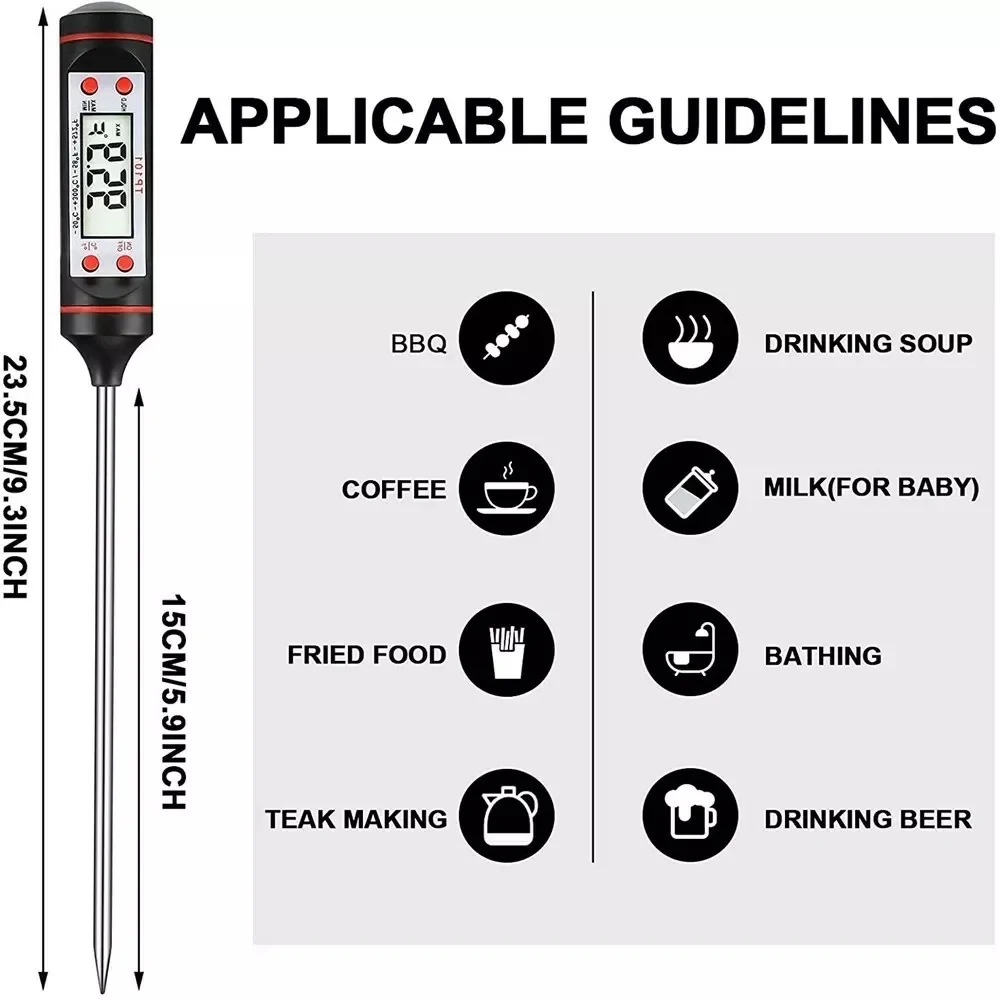 Kitchen BBQ Thermometer Water Oil Cooking Meat Food Thermometers Cake Candy Fry Grill Dinning Household Oven Tool