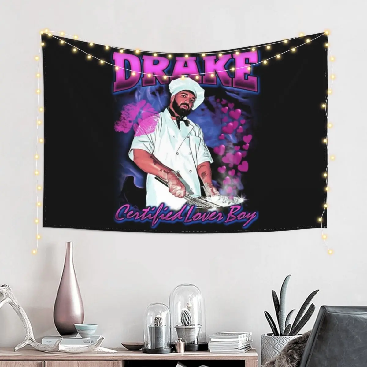 Drake CLB Vintage 90s Bootleg Design Tapestry Room Decor Korean Style Hanging Wall Room Decor Cute Tapestry