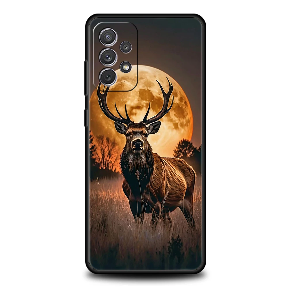 เคสโทรศัพท์สำหรับ Samsung Galaxy A55 A35 A17 A15 A14 A25 A54 A51 A71 A72 A73 A32 A52 A52S A41 5G วัสดุ TPU นิ่ม ลายกวางและลิ้นจี่