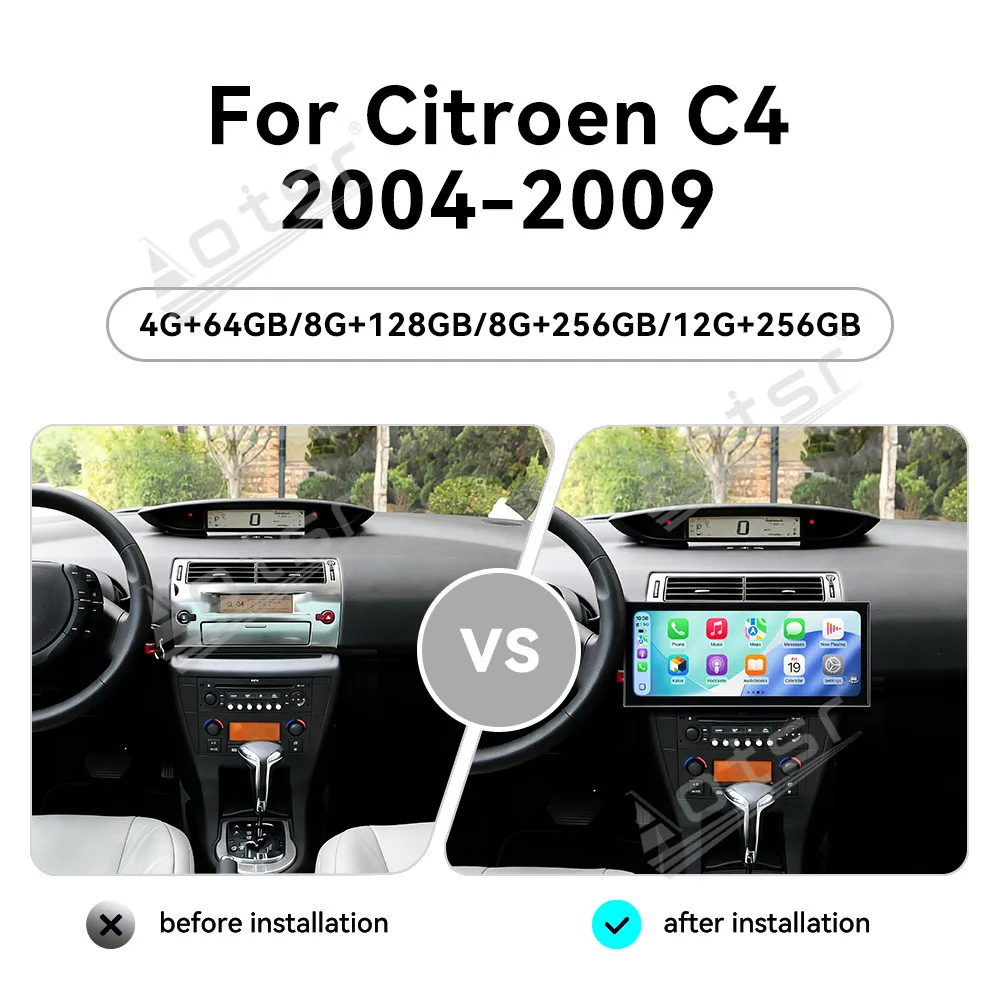 CarPlay 15.8’’ Android 15 For Citroen C4 2004-2009 Car Accessories Easy Installation Navigation HD Screen Multimedia Player Head