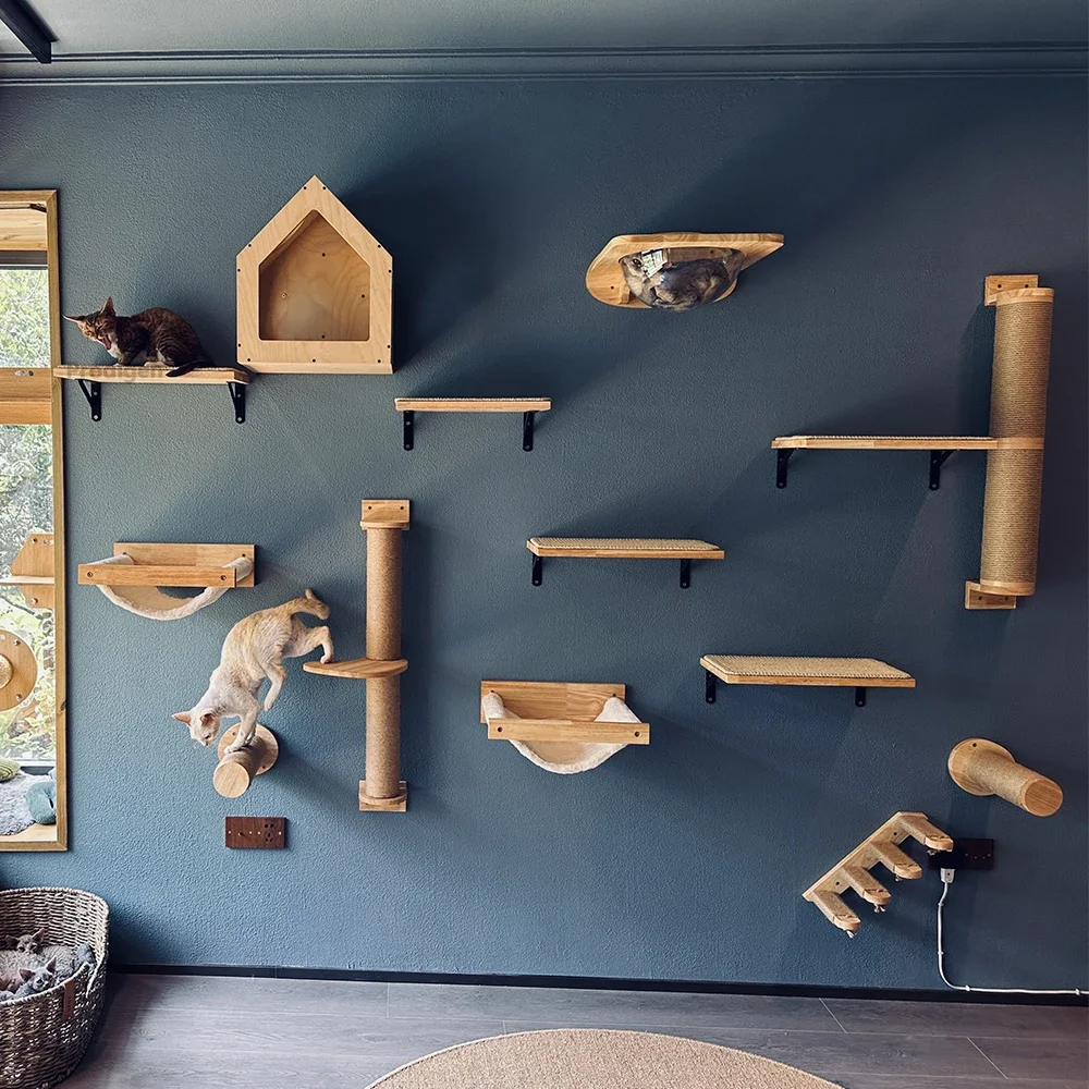 Tiragraffi per gatti a parete mobili da parete tiragraffi per gattini in legno per gatti di grandi dimensioni colonne più spesse per Multi-funzioni