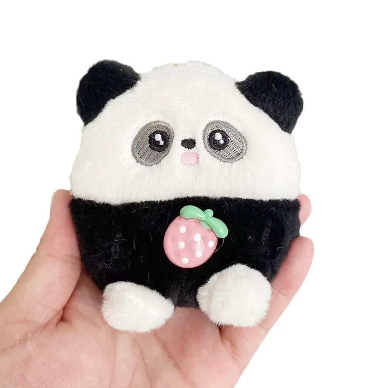 12Cm Kid Cartoon Pluche Panda Portemonnee Schattige Dieren Rits Oortelefoon Tas Portemonnee Sleutelhanger Pop Kinderen Verjaardagscadeaus