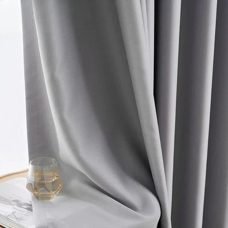 Custom Size Fashion Blackout Curtains Grey Thermal Insulated Soundproof Window Curtains For Living Room Bedroom Dining