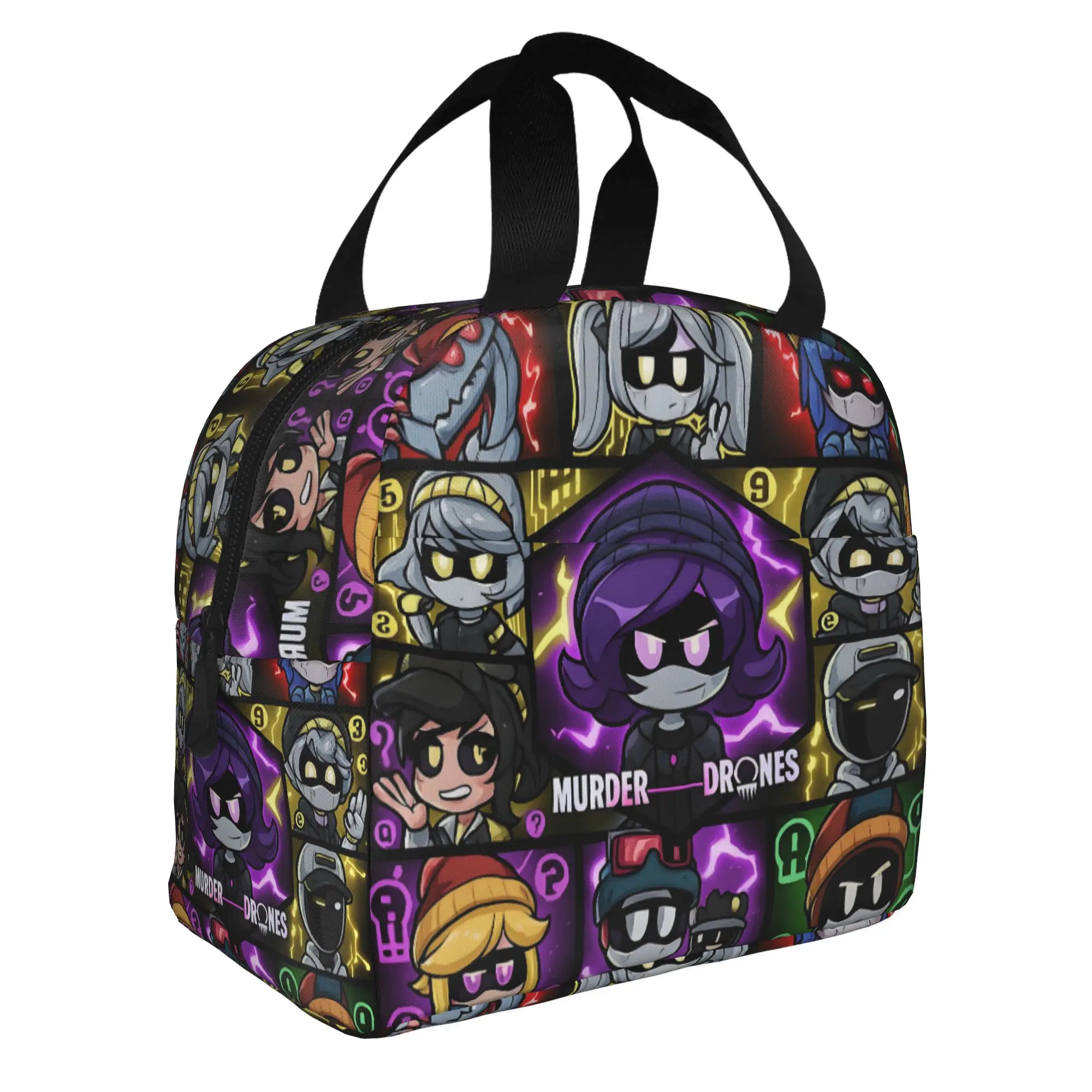 Murder Drones Horror Comedy Insulated Lunch Bag for Women Portable Anime Movies Game Thermal Cooler Bento Box Office Work School